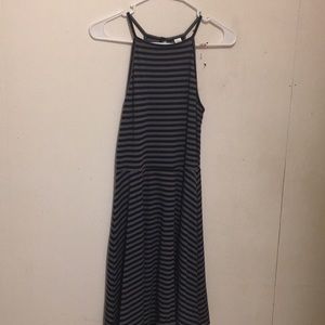 Black and Grey striped maxi dress